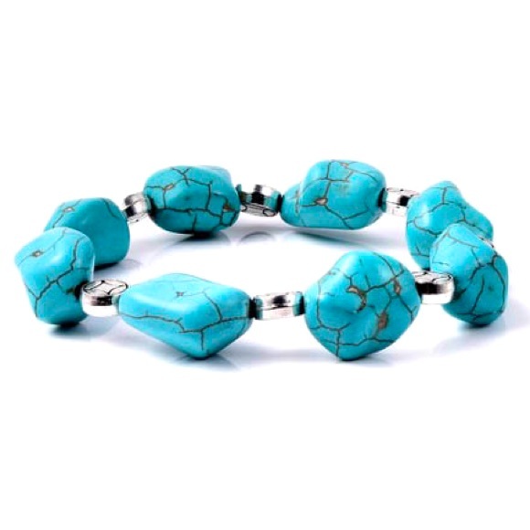 Sold Blue Howlite, Multi Bead Stretch Charm Bracelet - Picture 4 of 8